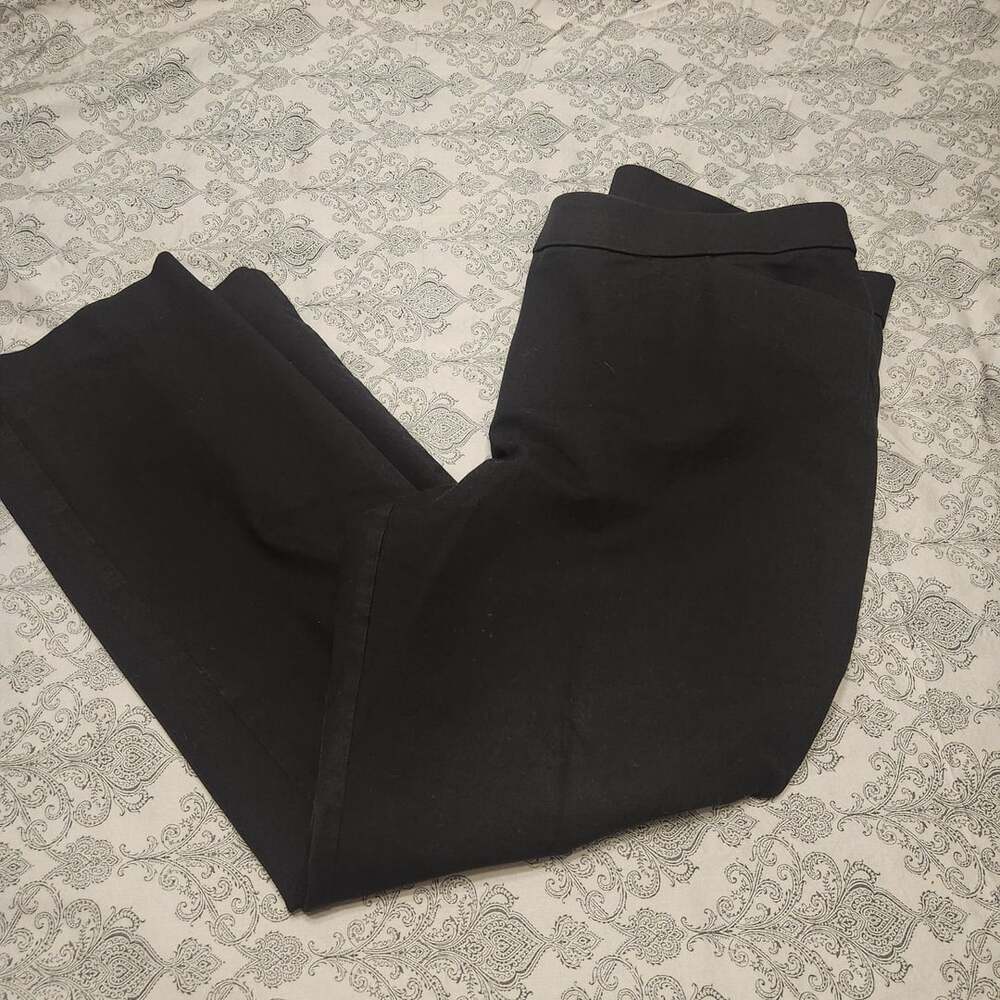 Chico's Pants Size 3 Short Black Cotton Blend Career Trousers